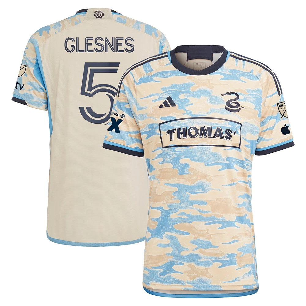 Maillot de joueur secondaire authentique l'Union Philadelphie 2024 adidas Jakob Glesnes beige pour homme