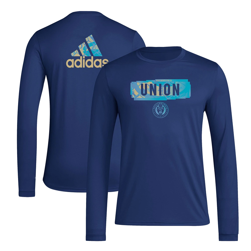 Men's adidas Navy Philadelphia Union Local Pop AEROREADY Long Sleeve T-Shirt