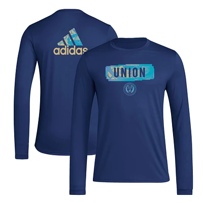 T-shirt à manches longues adidas Philadelphia Union Local Pop AEROREADY pour hommes, bleu marine