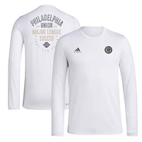 T-shirt à manches longues adidas Philadelphia Union Local Stoic pour hommes, blanc