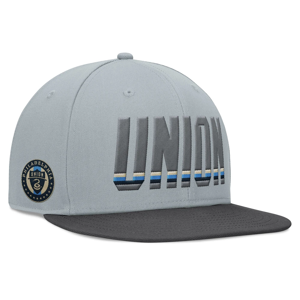 Casquette Snapback Philadelphia Union Smoke Fanatics pour hommes, grise