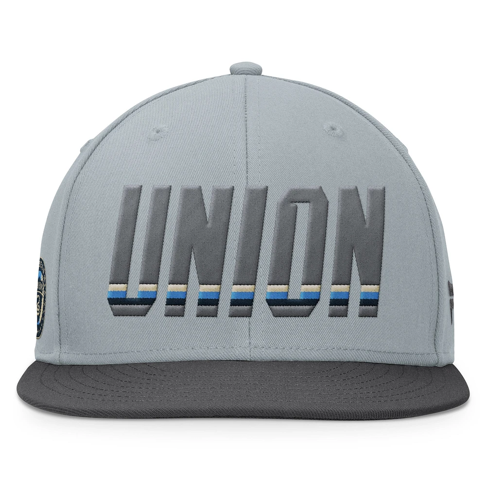 Men's Fanatics Gray Philadelphia Union Smoke Snapback Hat