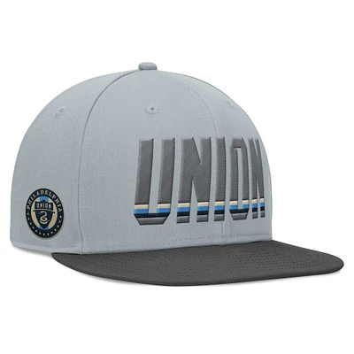 Men's Fanatics Gray Philadelphia Union Smoke Snapback Hat