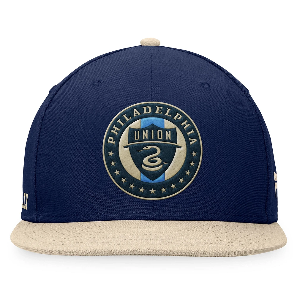 Casquette Snapback Philadelphia Union Downtown Fanatics pour hommes, bleu marine/or