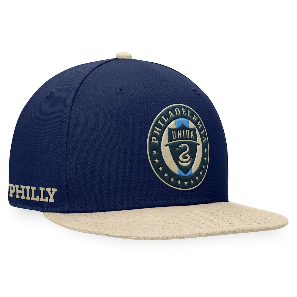 Casquette Snapback Philadelphia Union Downtown Fanatics pour hommes, bleu marine/or