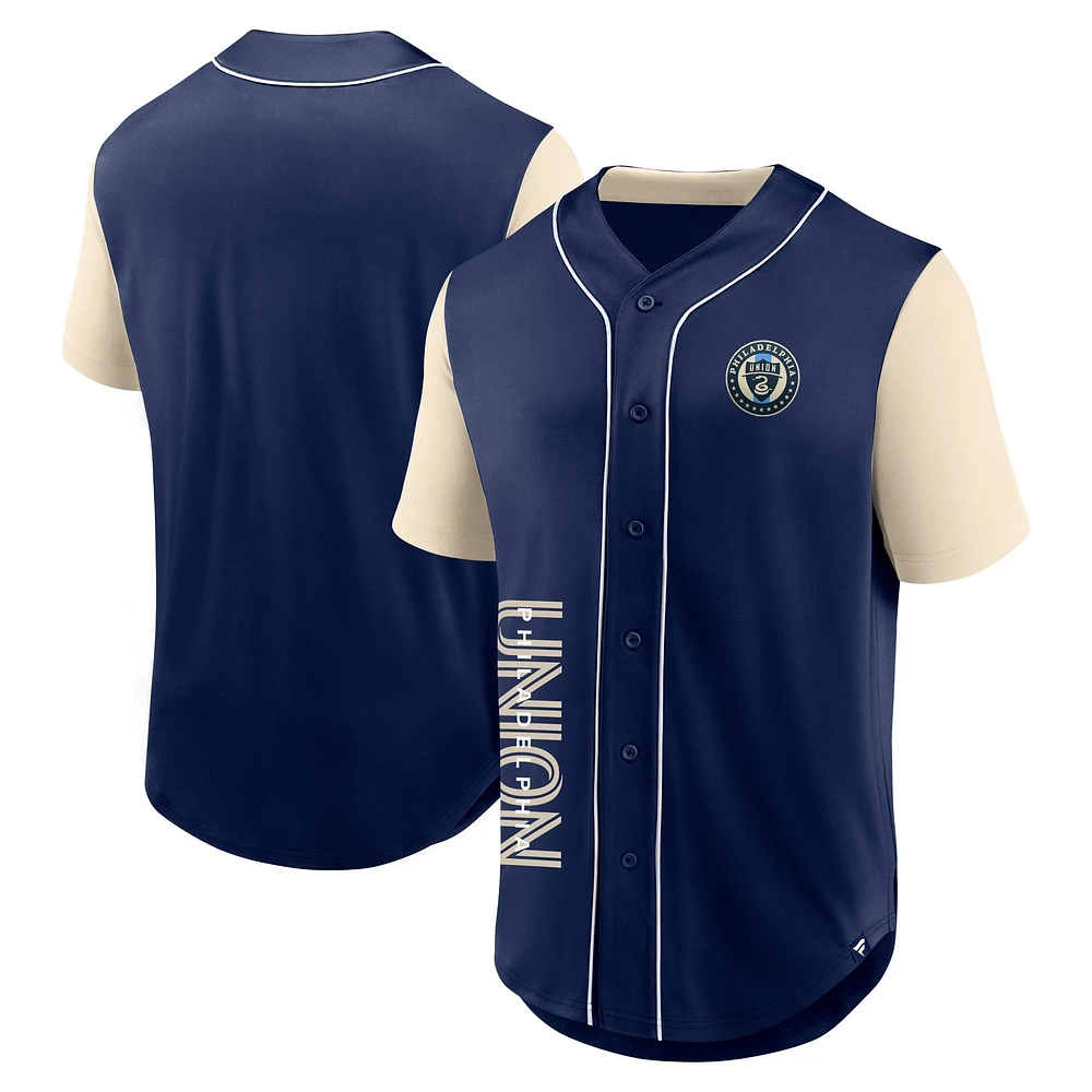 Maillot de baseball tendance Philadelphia Union Balance marque Fanatics pour hommes, bleu marine