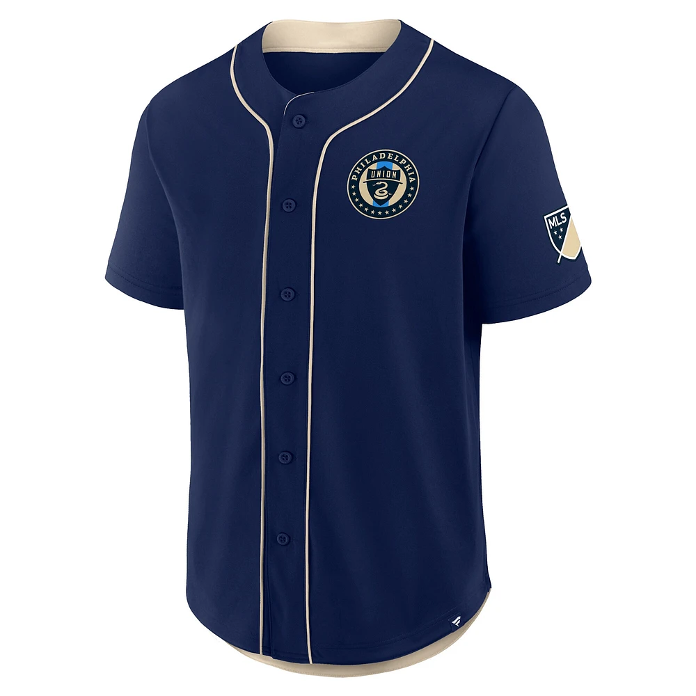 Men's Fanatics Navy Philadelphia Union Injury Time Baseball Jersey