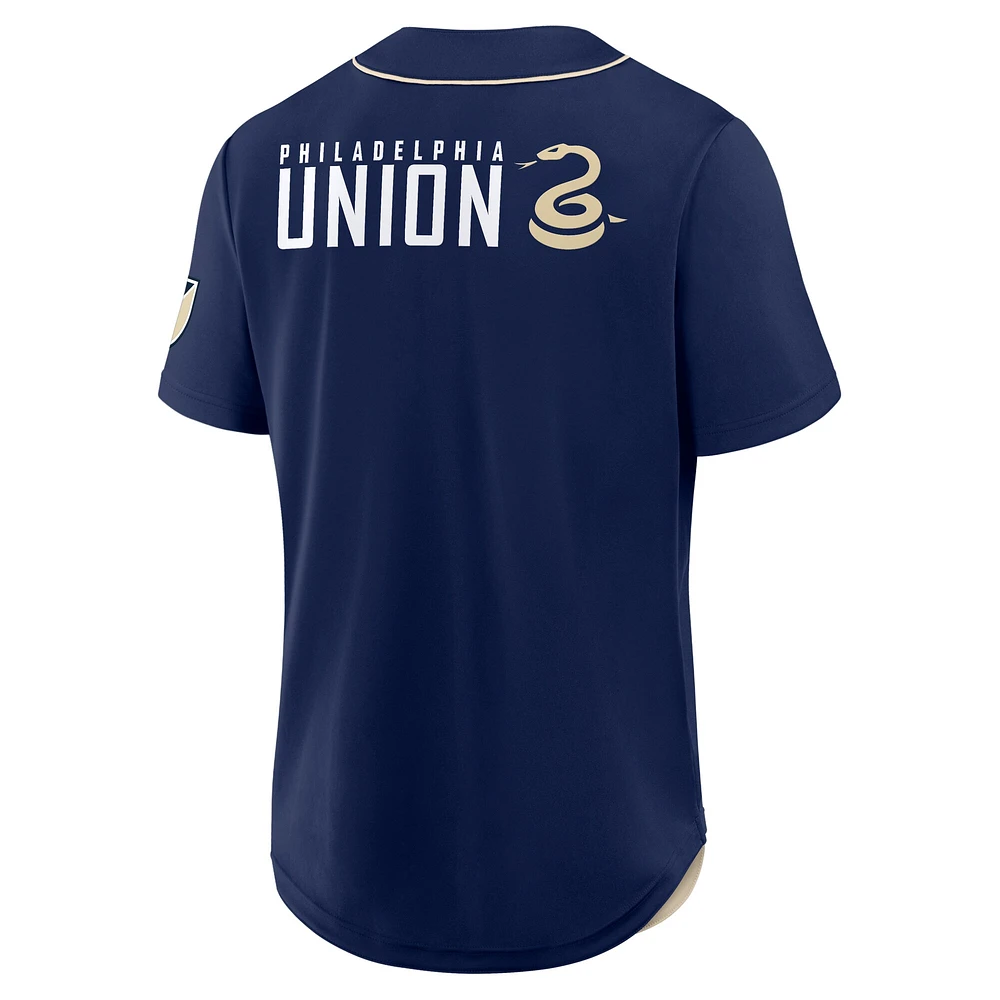 Men's Fanatics Navy Philadelphia Union Injury Time Baseball Jersey