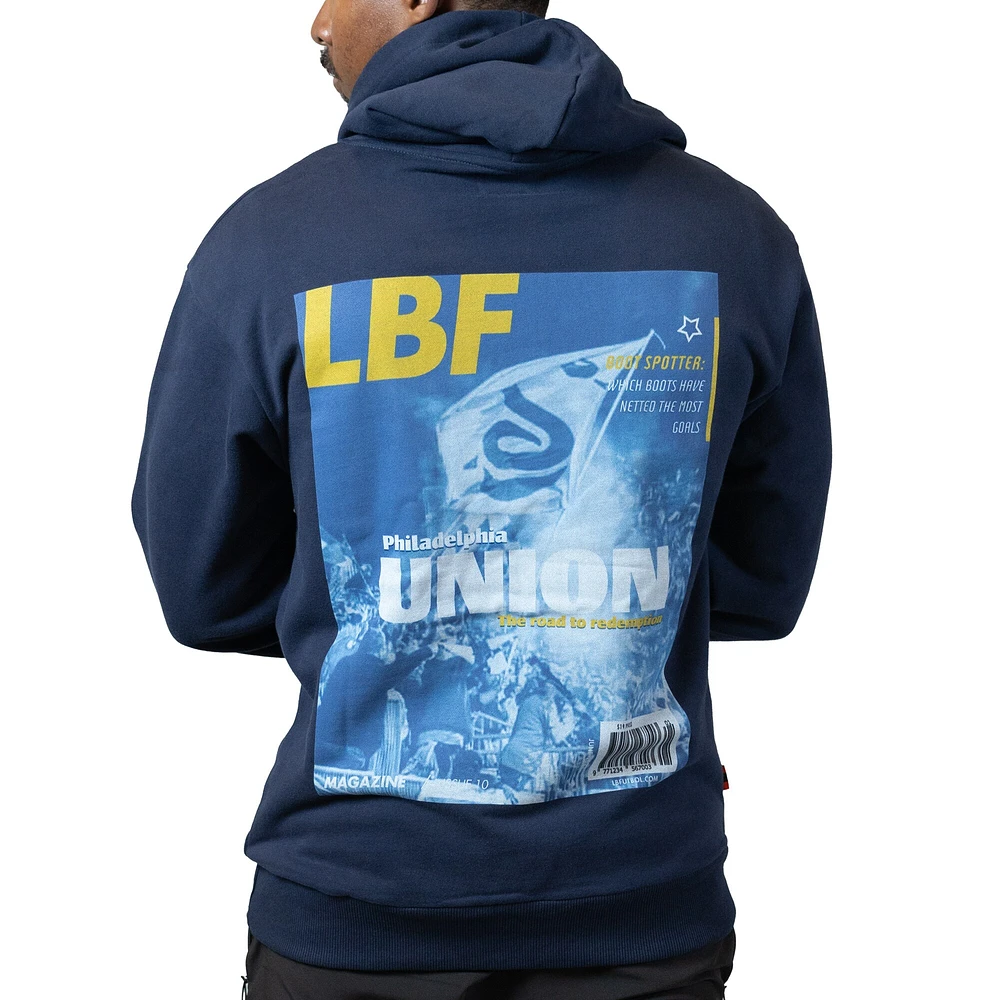 Men's  Navy Live Breathe Futbol x Philadelphia Union Magazine Pullover Hoodie