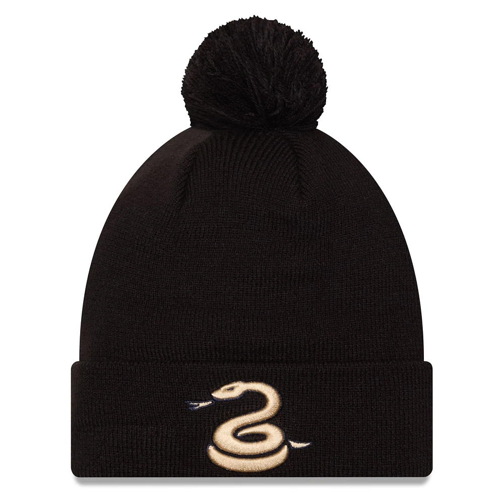 Bonnet en tricot à revers et revers en jersey Philadelphia Union noir New Era pour hommes avec pompon