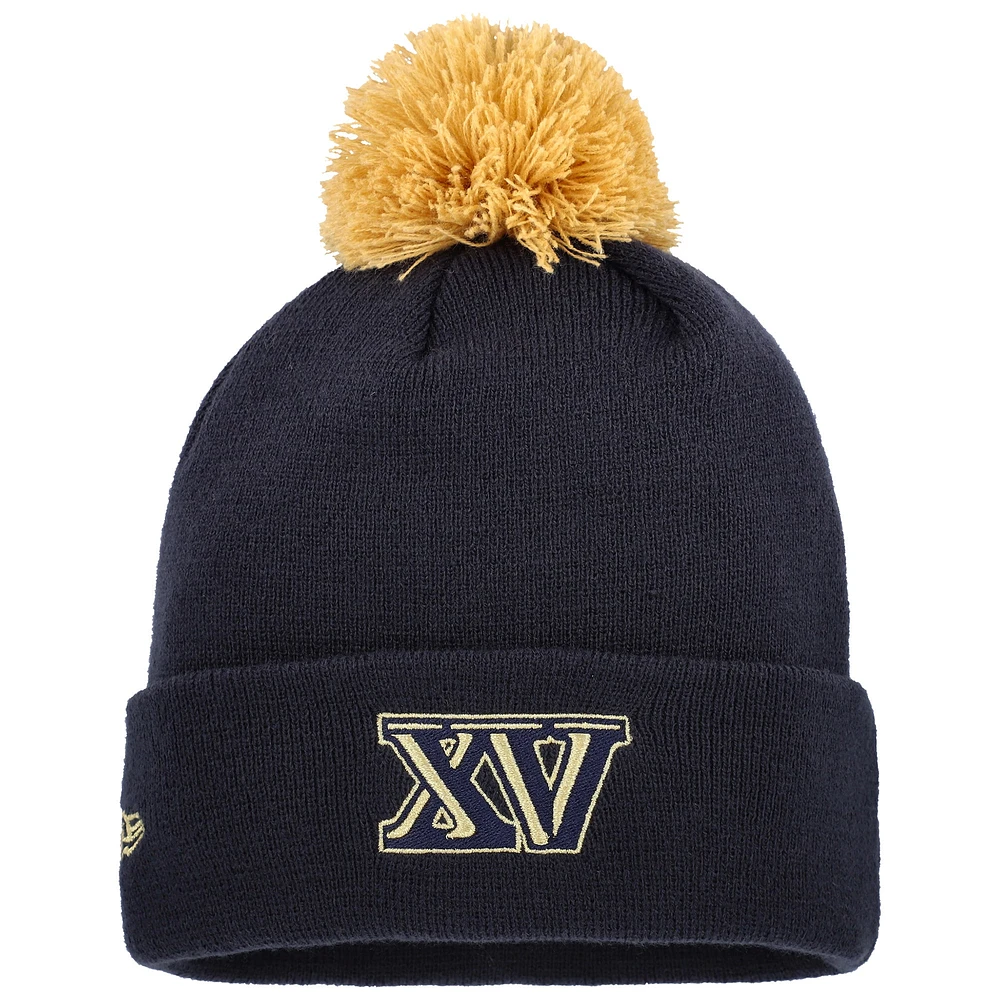 Bonnet en tricot à revers pour homme New Era bleu marine Philadelphia Union Anniversary avec pompon