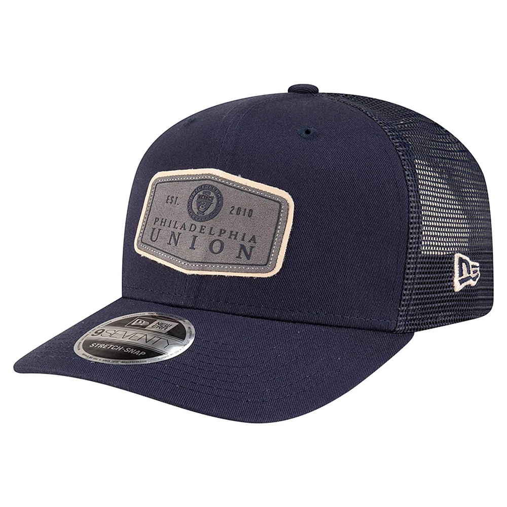 Casquette ajustable extensible à boutons-pression pour homme New Era bleu marine Philadelphia Union Labeled 9SEVENTY Trucker