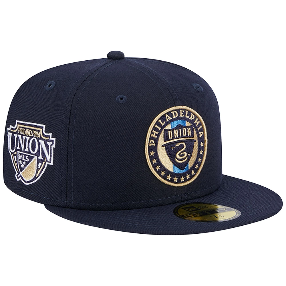 Casquette ajustée 59FIFTY Philadelphia Union Patch pour homme New Era bleu marine