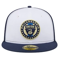 Men's New Era White/Navy Philadelphia Union 2024 Kick Off Collection 59FIFTY Fitted Hat