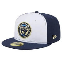 Casquette ajustée 59FIFTY New Era pour homme, blanc/bleu marine