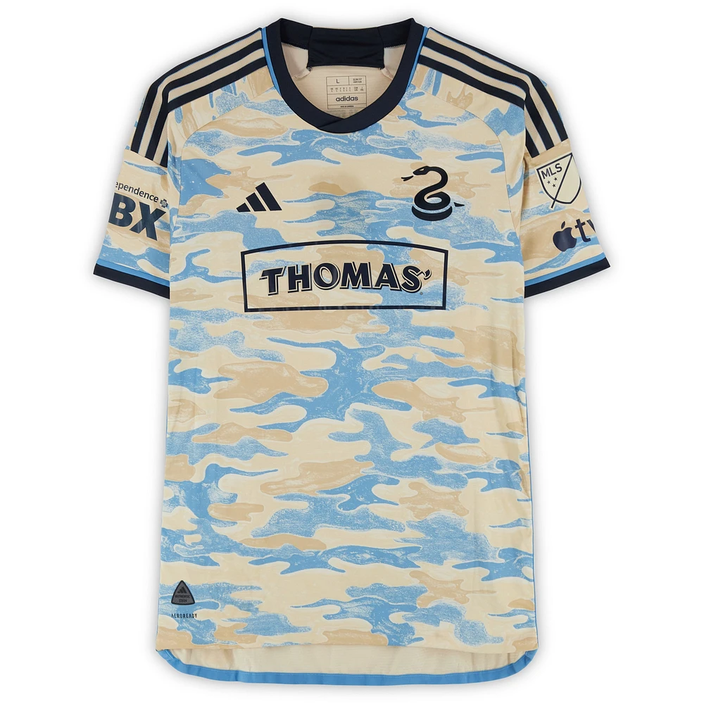 Mikael Uhre Philadelphia Union Autographed Match-Used #7 Tan adidas Jersey from the 2024 MLS Season - Size L