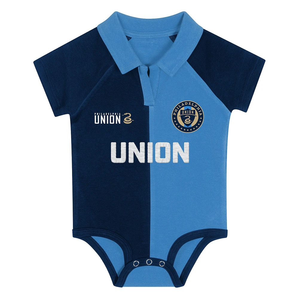 Newborn  Navy Philadelphia Union League Champ V-Neck Raglan Bodysuit