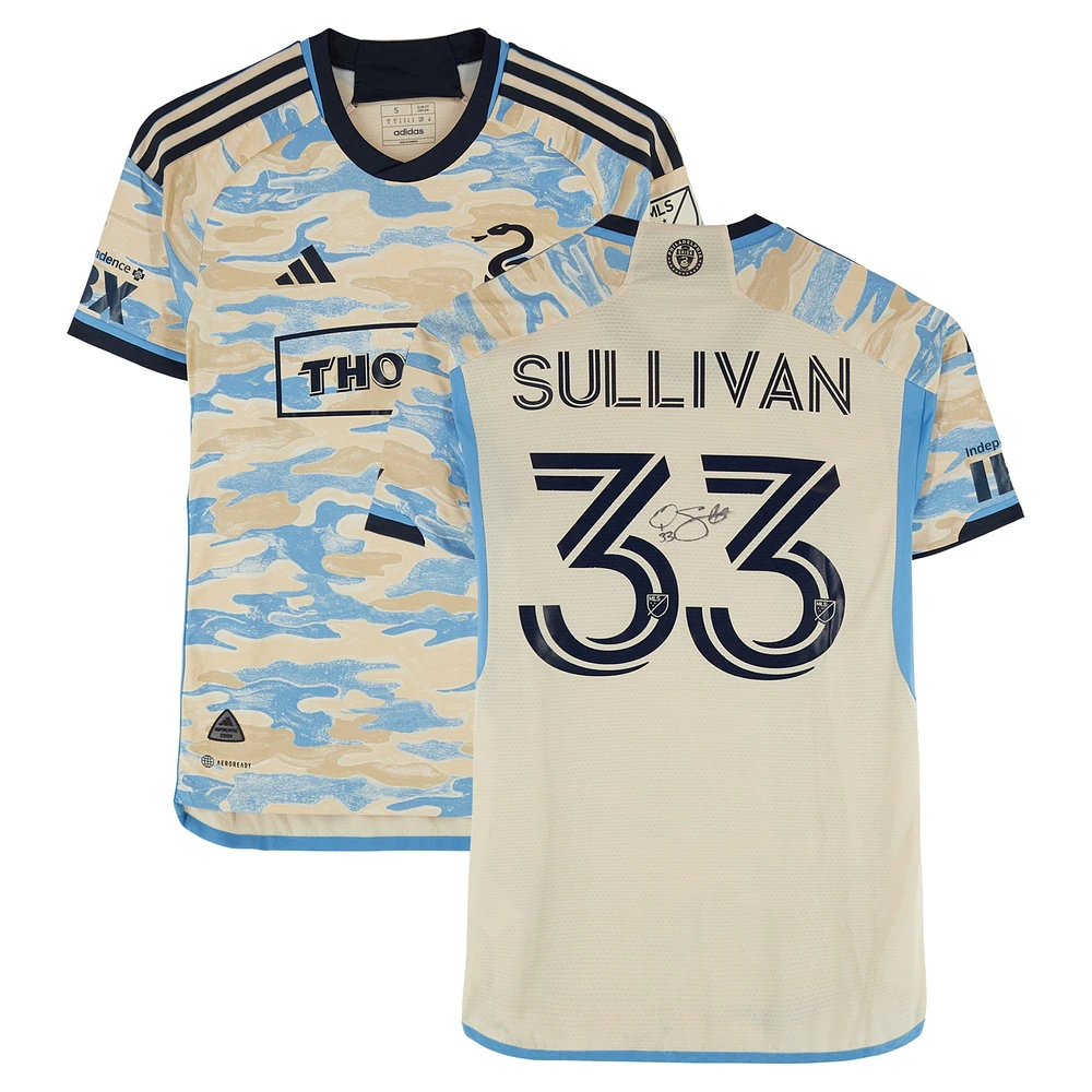 Quinn Sullivan Philadelphia Union Autographed Match-Used #33 Tan adidas Jersey from the 2024 MLS Season - Size S