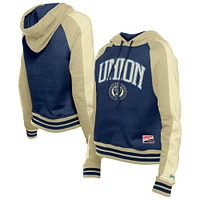 Women's 5th & Ocean by New Era  Navy Philadelphia Union Throwback Cropped Raglan Pullover Hoodie