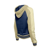 Women's 5th & Ocean by New Era  Navy Philadelphia Union Throwback Cropped Raglan Pullover Hoodie
