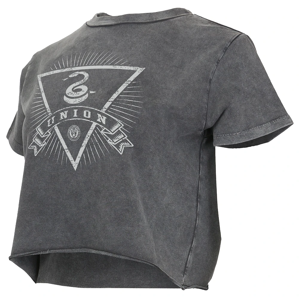 Women's Concepts Sport  Charcoal Philadelphia Union Distressed Market Cropped T-Shirt