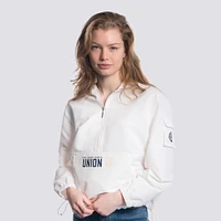 Women's Lusso  White Philadelphia Union Paige Half-Zip Hooded Jacket