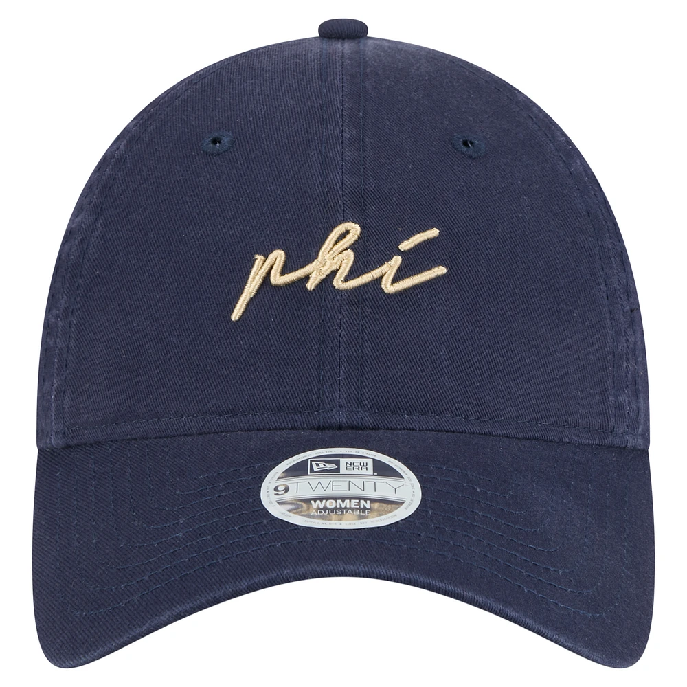 Casquette ajustable 9TWENTY bleu marine pour femme New Era Philadelphia Union Script