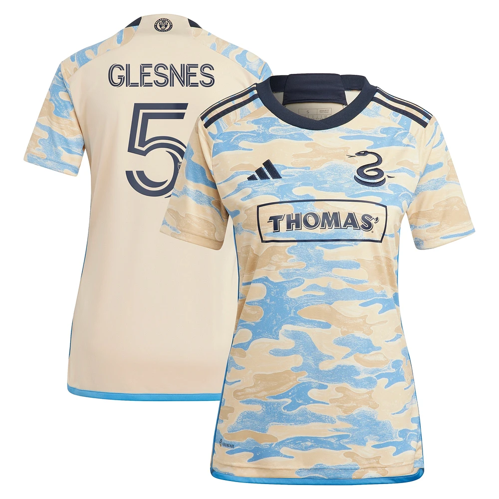 Women's adidas Jakob Glesnes Tan Philadelphia Union 2023 For Philly Replica Jersey