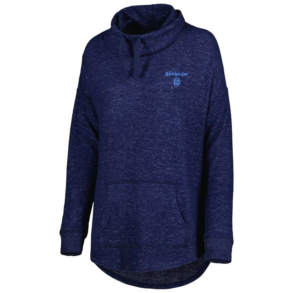 Women's Heathered Navy Philadelphia Union Cuddle Tri-Blend Pullover Sweatshirt