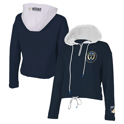 Sweat à capuche quart de zip Stadium Essentials pour femmes, bleu marine, Philadelphia Union Game Plan