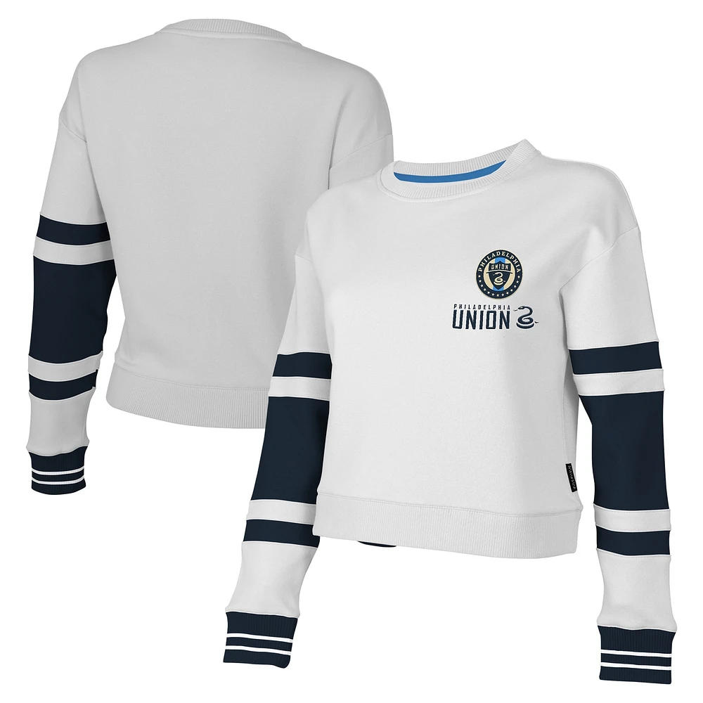 Women's Stadium Essentials White Philadelphia Union Scrimmage Cropped Pullover Sweatshirt