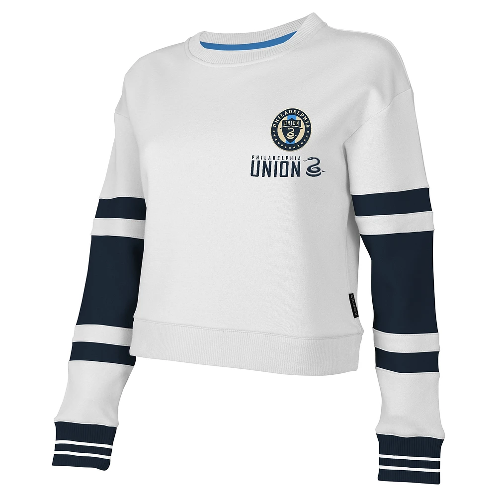 Women's Stadium Essentials White Philadelphia Union Scrimmage Cropped Pullover Sweatshirt