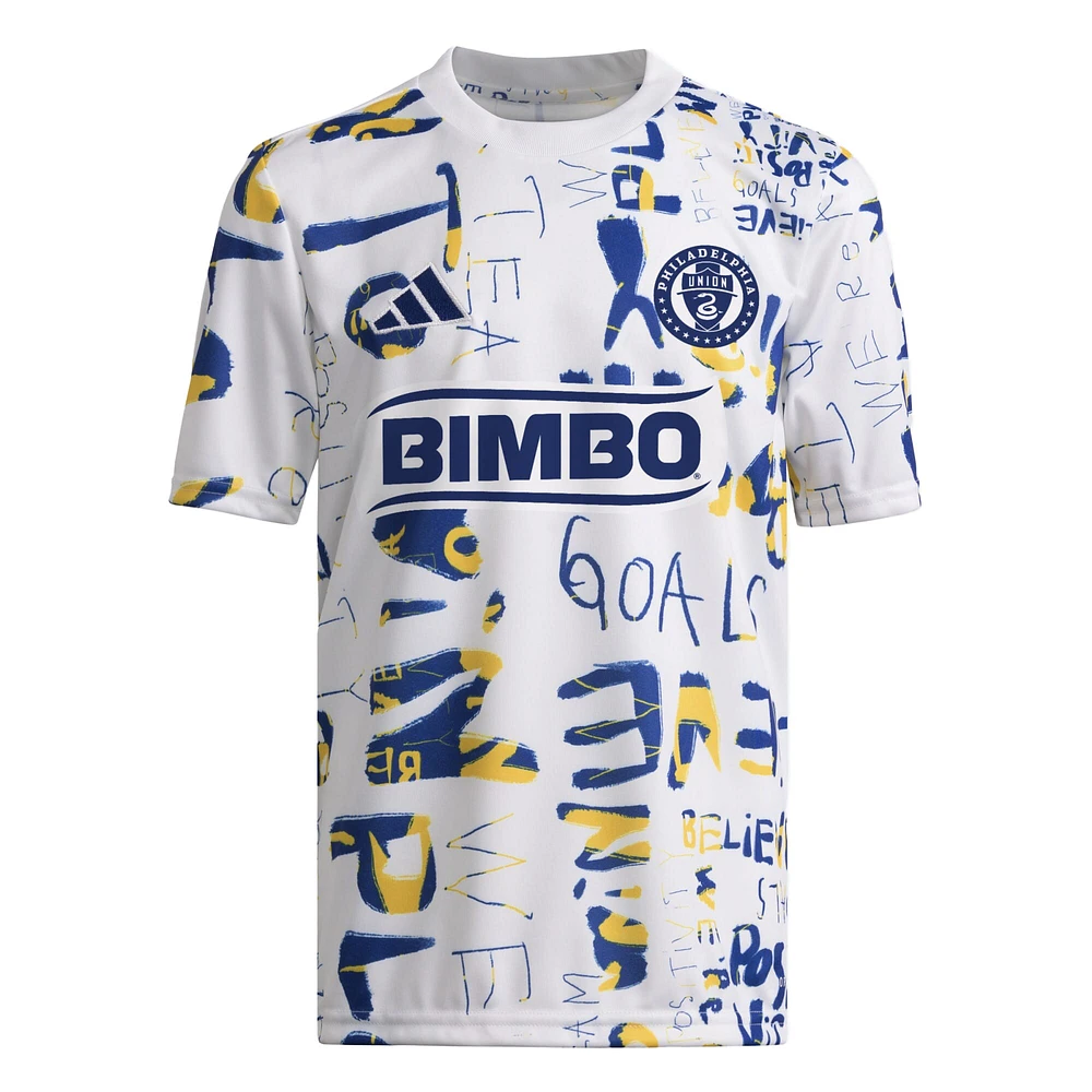 Haut d'avant-match adidas Philadelphia Union 2024 MLS Kick Childhood Cancer pour jeunes Blanc