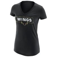 Women's Black Philadelphia Wings Primary Logo V-Neck T-Shirt