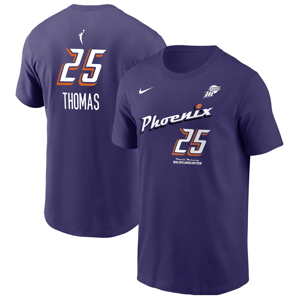T-shirt Nike Alyssa Thomas violet pour homme, édition Phoenix Mercury Explorer, avec nom et numéro