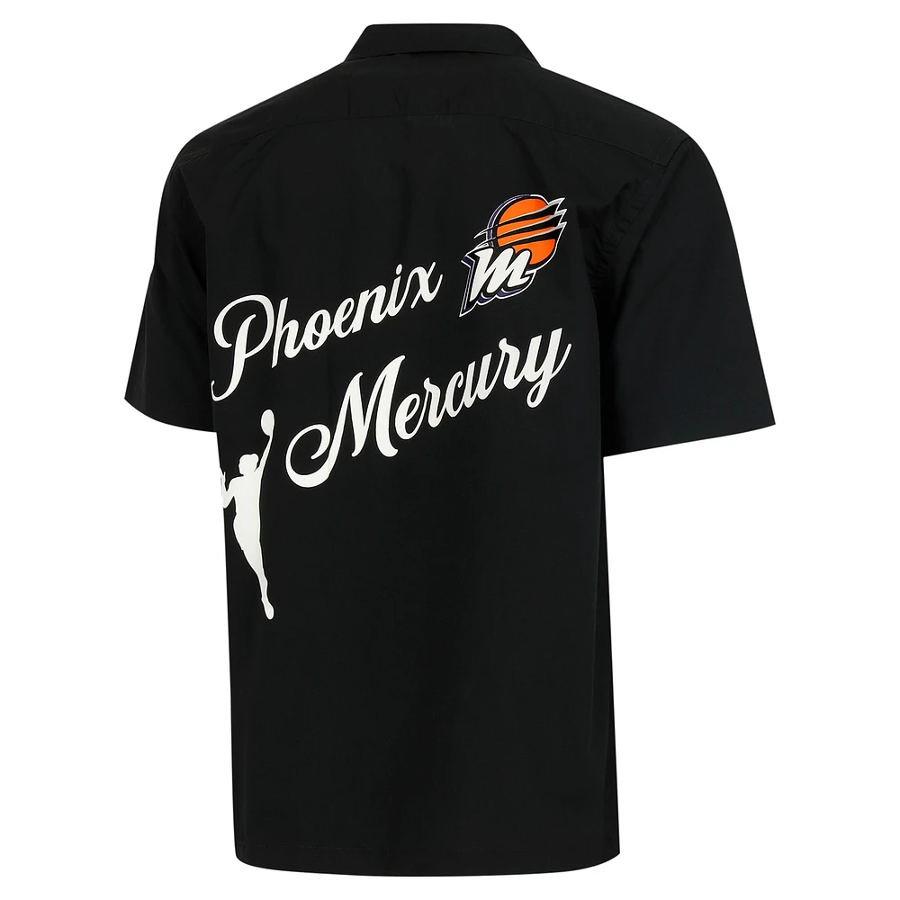 Unisex round21  Black Phoenix Mercury Lucky Strike Full-Button Bowling Shirt