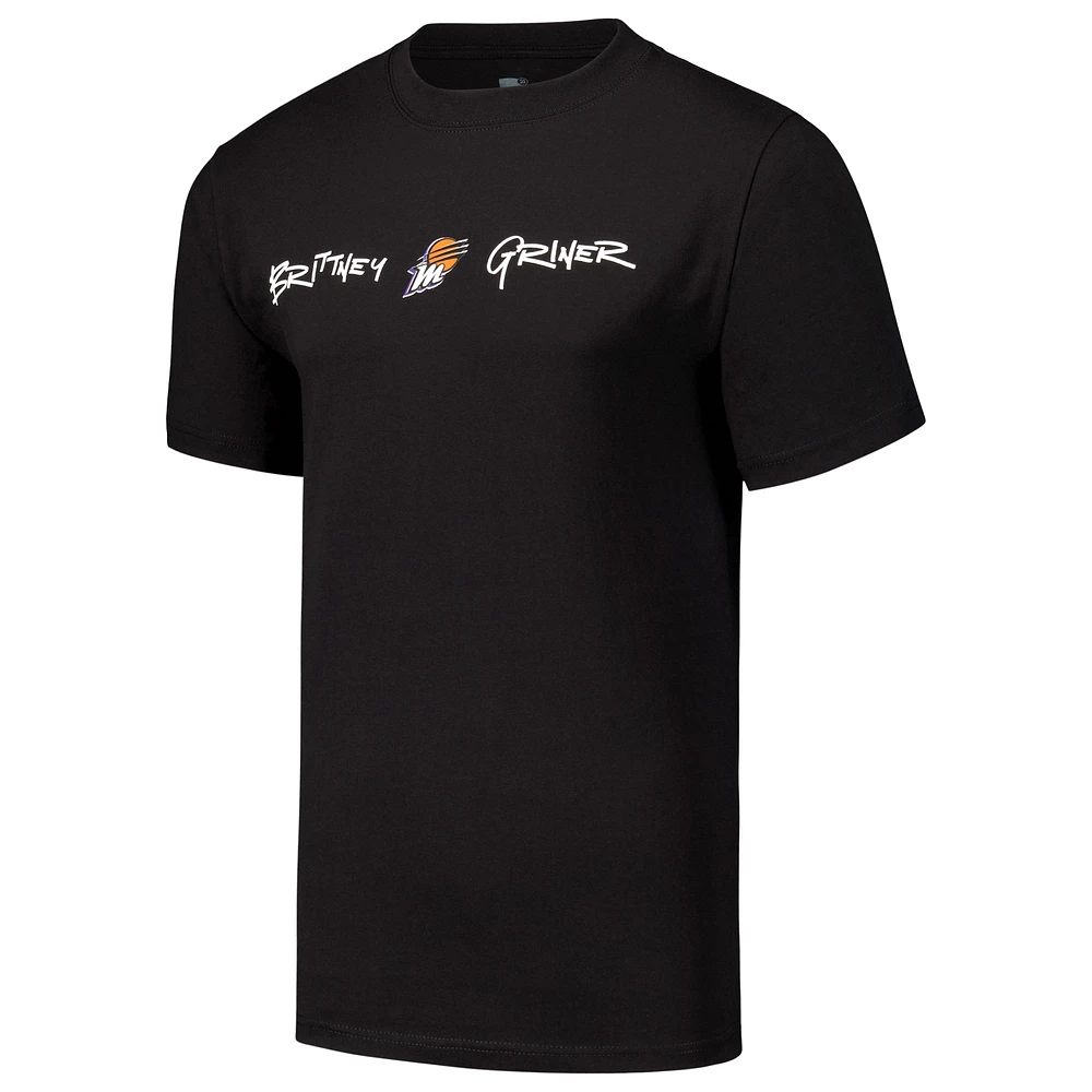 Unisex round21 Brittney Griner Black Phoenix Mercury Player Signature Name & Number T-Shirt