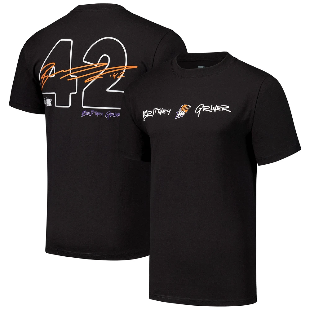 T-shirt unisexe round21 Brittney Griner Black Phoenix Mercury Player Signature nom et numéro