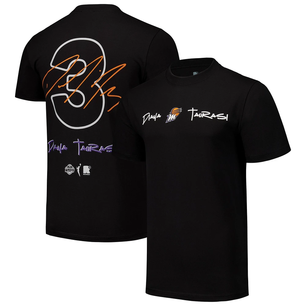 T-shirt unisexe round21 Diana Taurasi Black Phoenix Mercury Player Signature nom et numéro