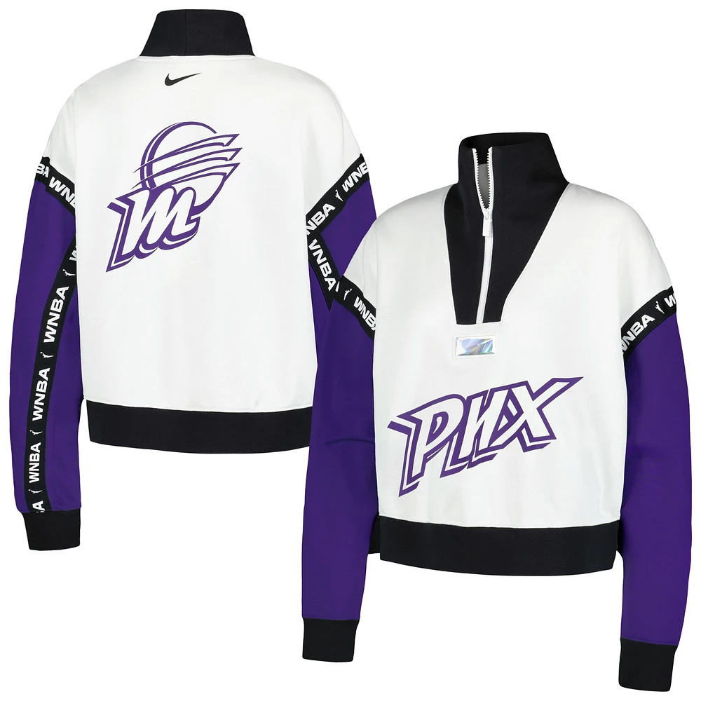 Veste à enfiler quart de zip Nike Phoenix Mercury Buzzer Beaters Satin Stitch pour femme blanche