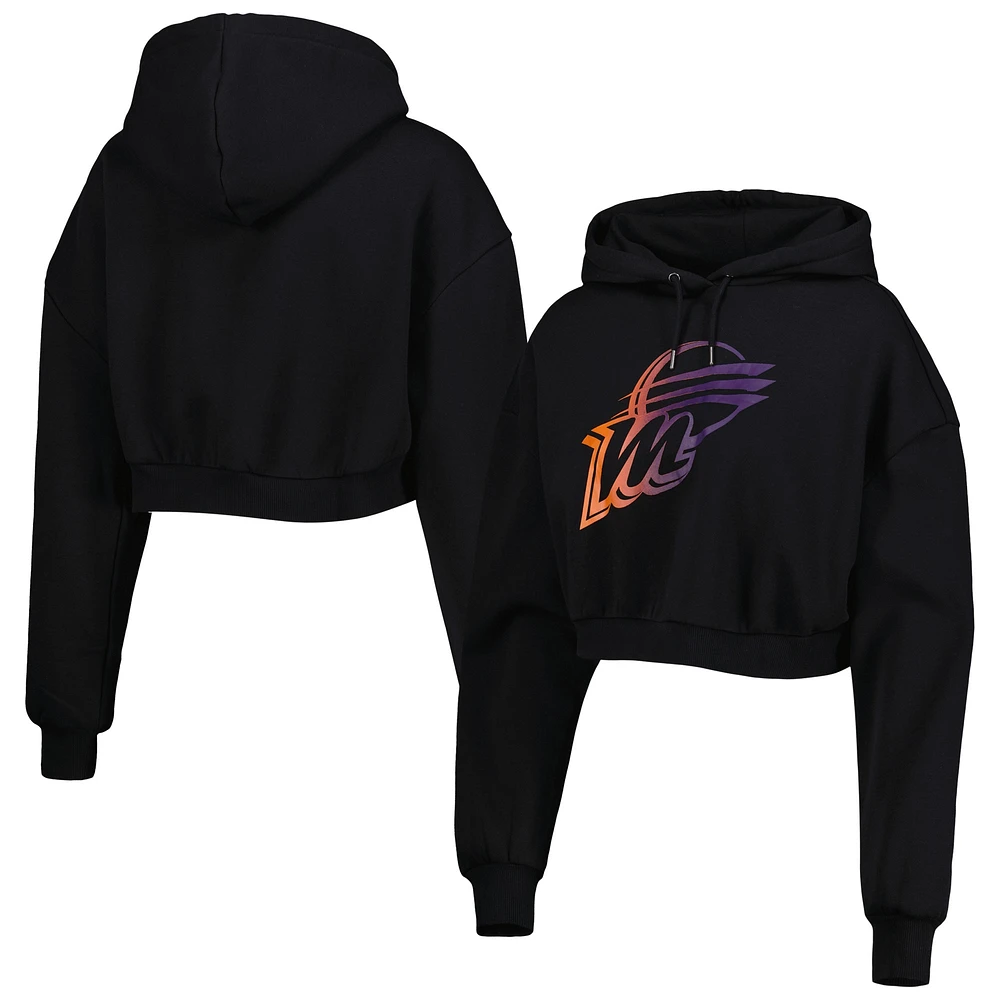 Women's The Wild Collective Black Phoenix Mercury Washed Cropped Pullover Hoodie