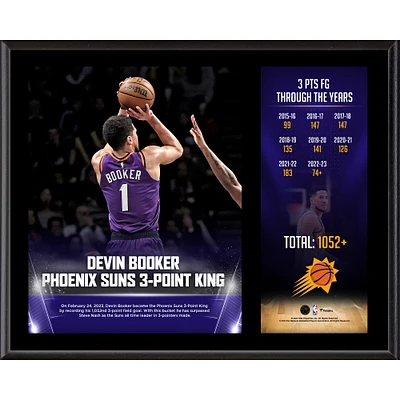 Fanatics Authentic Devin Booker Phoenix Suns 12'' x 15'' Franchise Three-Point Record Sublimated Plaque