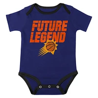 Infant Purple/Black/Gray Phoenix Suns Bank Shot Bodysuit, Hoodie T-Shirt & Shorts Set