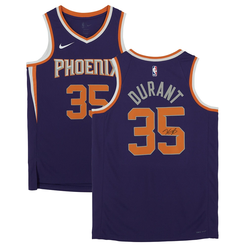 Maillot Nike Icon Swingman violet autographié par Kevin Durant des Phoenix Suns