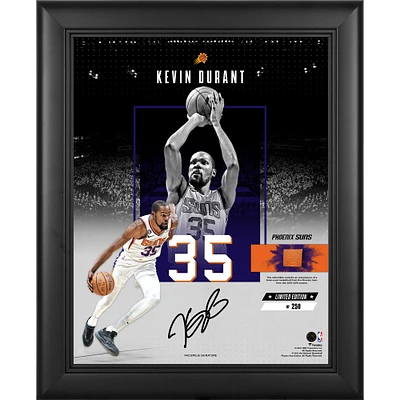 Collage d'impact encadré de 11"x 14" de Kevin Durant Phoenix Suns avec une pièce de basket-ball utilisée par l'équipe - Édition limitée à 250 exemplaires