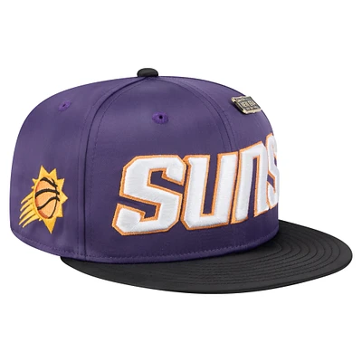 Casquette ajustée New Era 59FIFTY bicolore violet/noir Phoenix Suns en satin pin avec épingle vintage