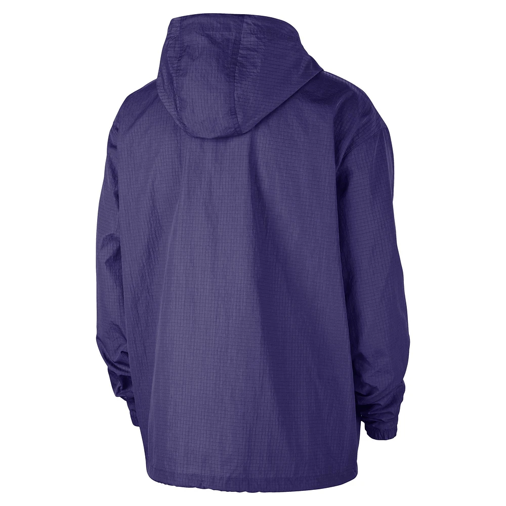 Men's Nike  Purple Phoenix Suns Courtside Premium Club Anorak Quarter-Zip Hoodie Jacket