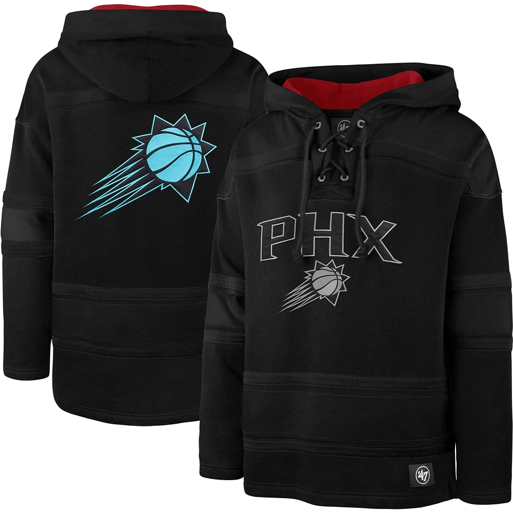 Men's '47 Black Phoenix Suns 2022/23 Pregame MVP Lacer Pullover Hoodie - City Edition