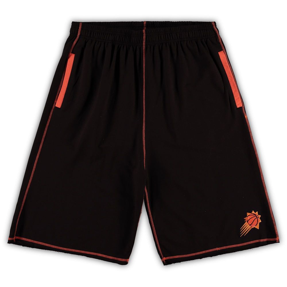 Men's Black/Orange Phoenix Suns Big & Tall Contrast Stitch Knit Shorts