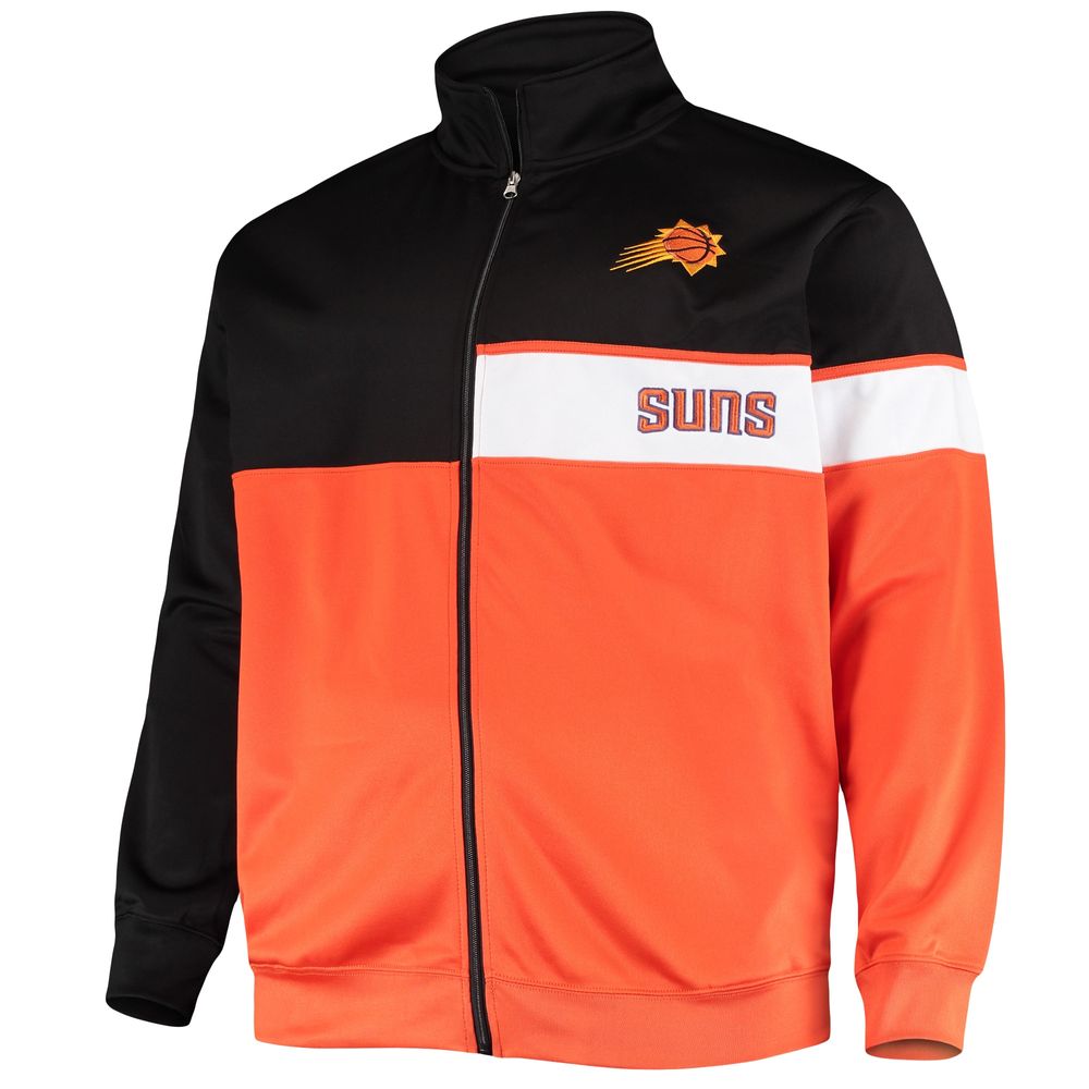 Men's Black/Orange Phoenix Suns Big & Tall Pieced Body Full-Zip Track Jacket